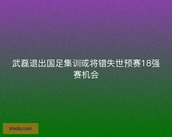 武磊退出国足集训或将错失世预赛18强赛机会